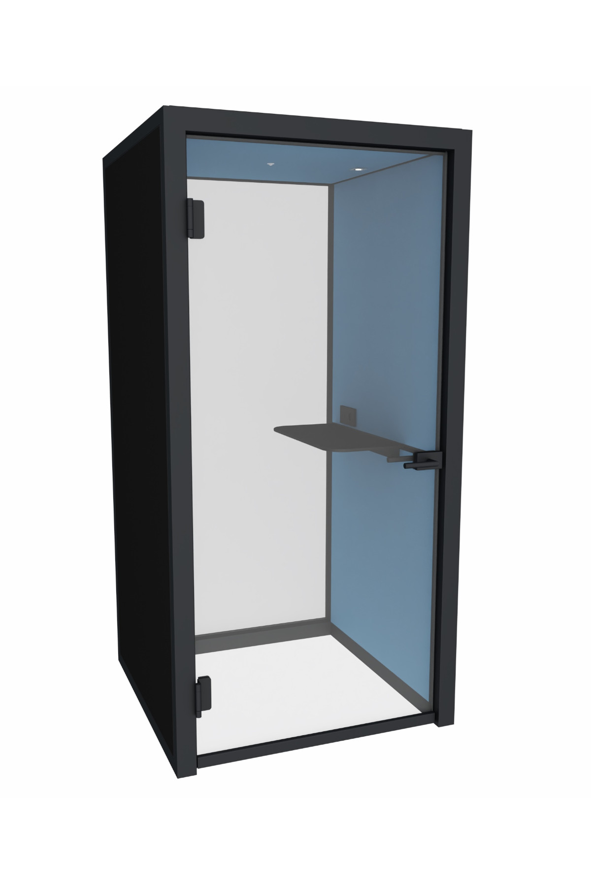 TALK.BOX Standard mit Glastür und Glasrückwand, Farben konfigurierbar 