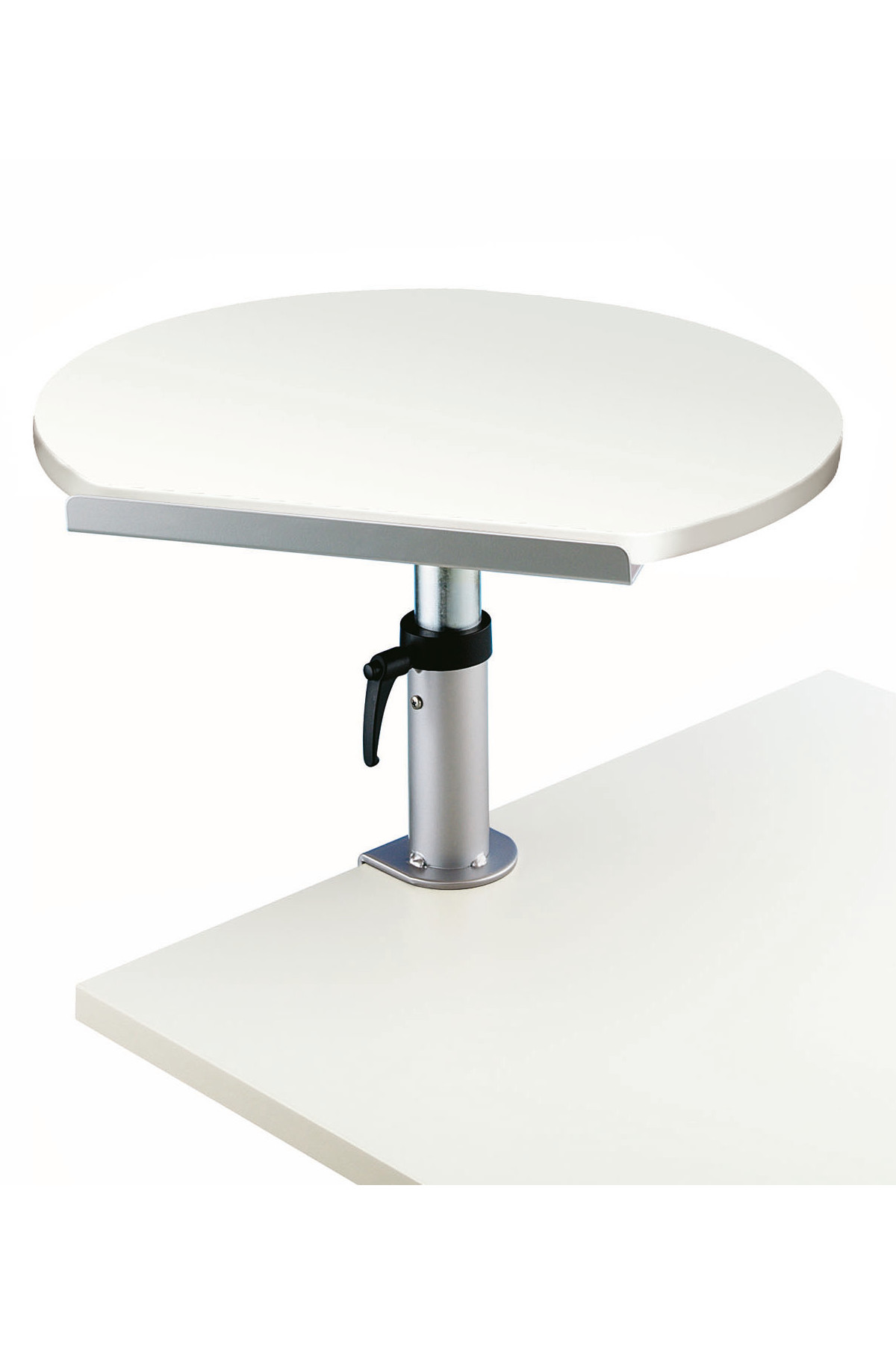 Ergonomisches Tischpult mit Klemmfuß, Platte aus Melamin weiß