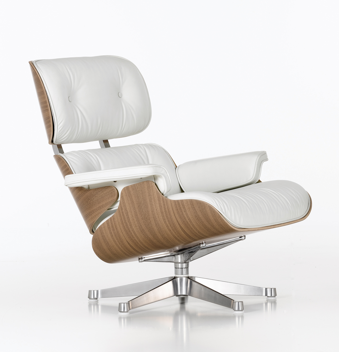 Vitra White Lounge Chair XL - Schale Nussbaum, weiß pigmentiert