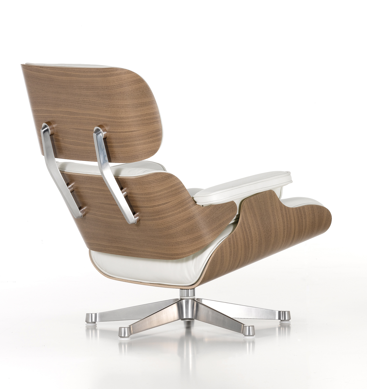 Vitra White Lounge Chair XL - Schale Nussbaum, weiß pigmentiert