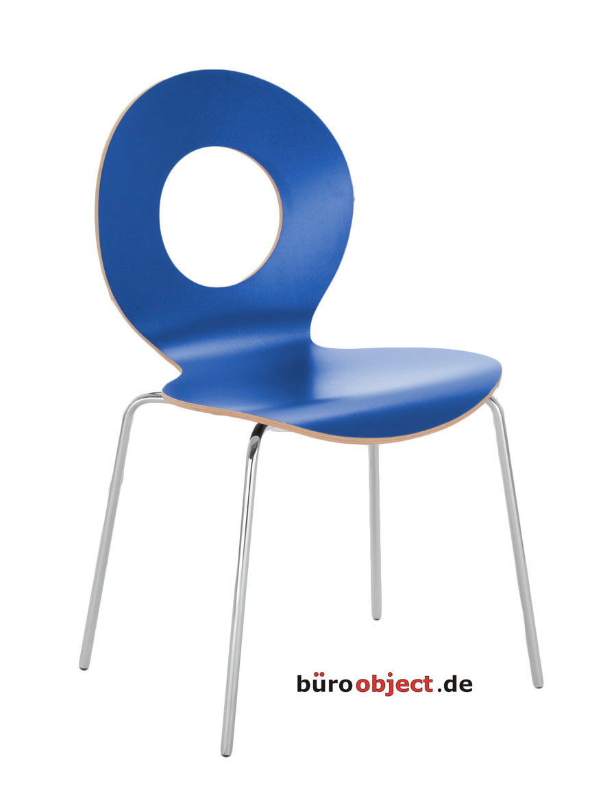 SPARSET: 4 STÜCK Holzschalenstühle CAFE IX Buche/Blau