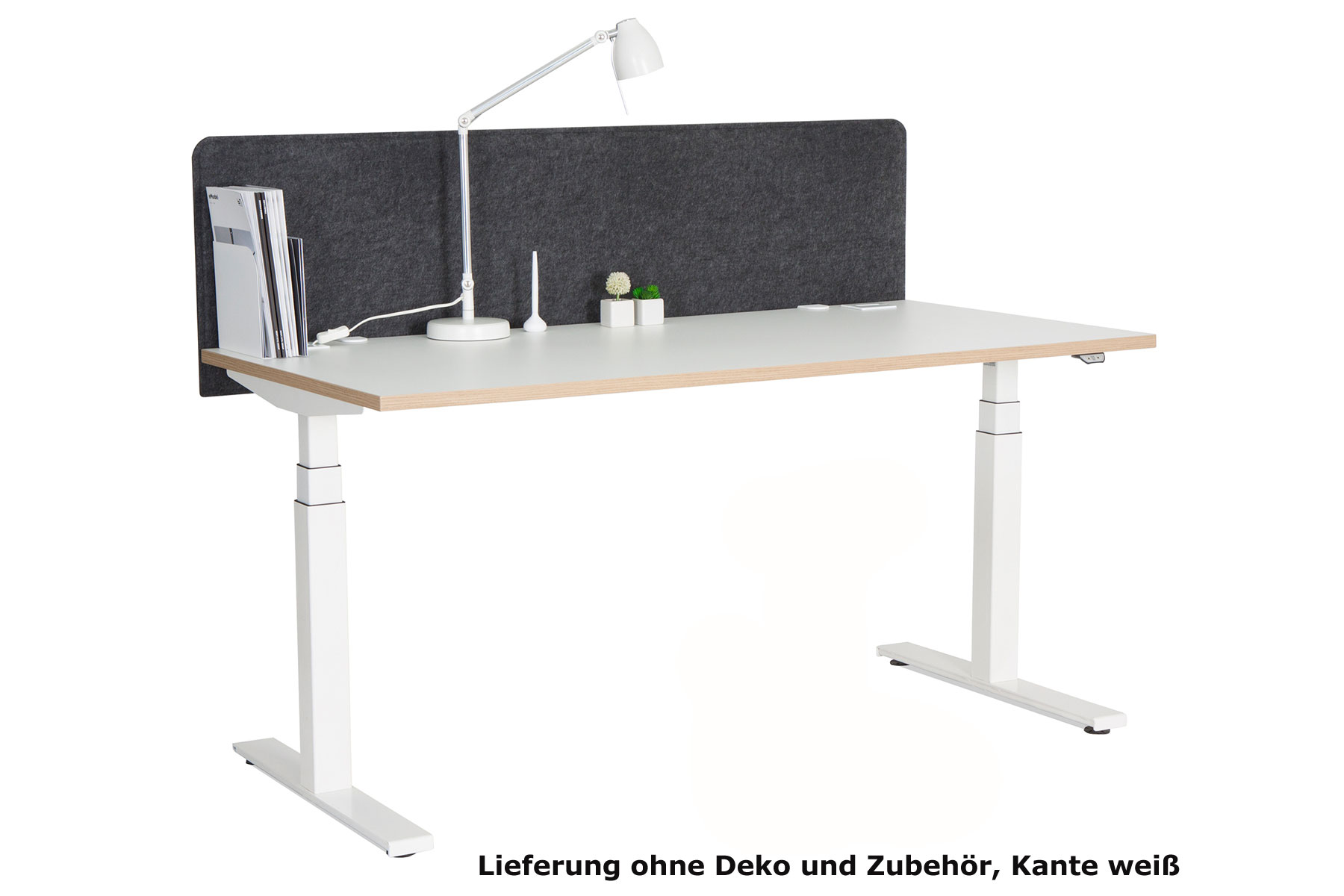 Steh-Sitzarbeitsplatz "eModel" 2.0 weiß/silber, 160x80 cm, sofort lieferbar!