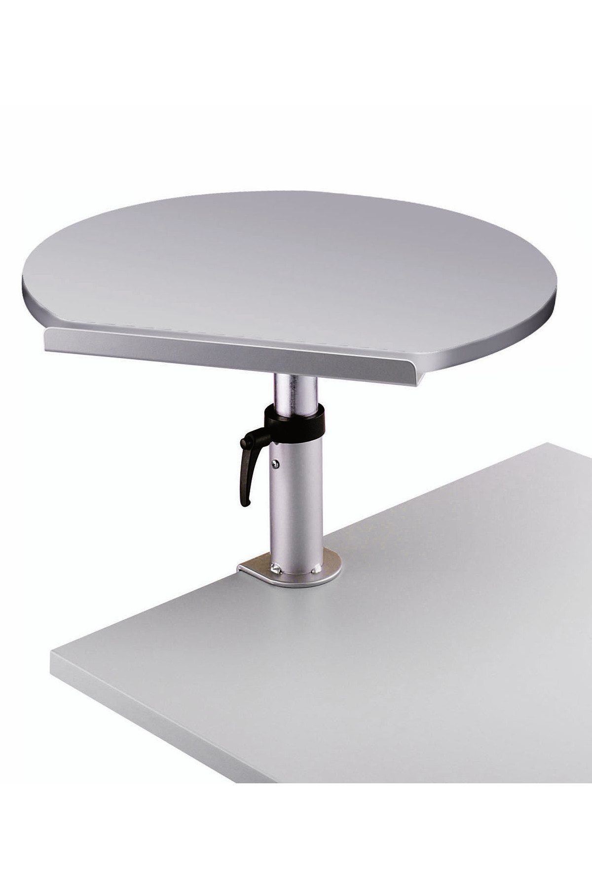 Ergonomisches Tischpult mit Klemmfuß, Platte aus Melamin grau